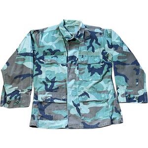 US Military Woodland Combat Coat Men Size S Long USMC Four Pocket Marines